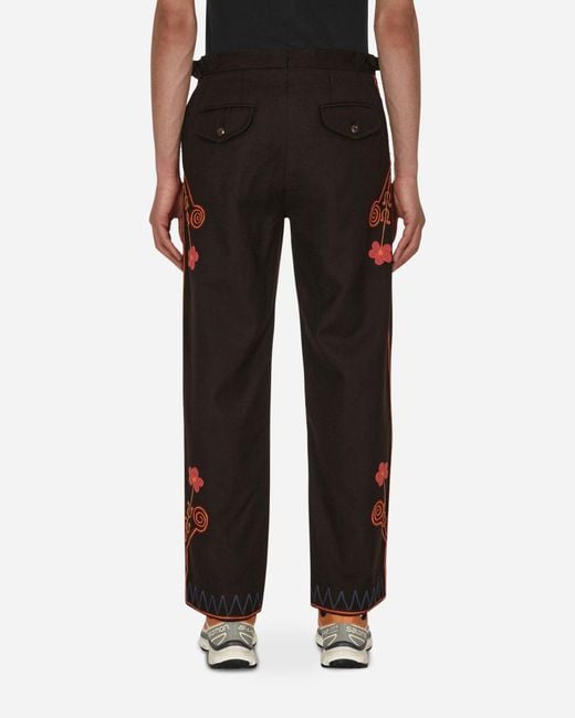 Bode Multicolor Rancher Embroidered Trousers Brown for men