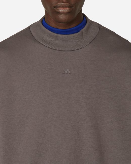 Adidas Brown Basketball Crewneck Sweatshirt Charcoal for men