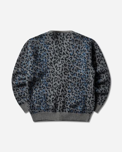 Wacko Maria Blue S Leopard Mohair Cardigan for men