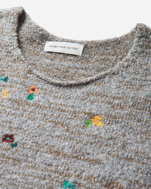 Dries Van Noten Gray S Embroidered Wool Sleeveless Sweater Light for men