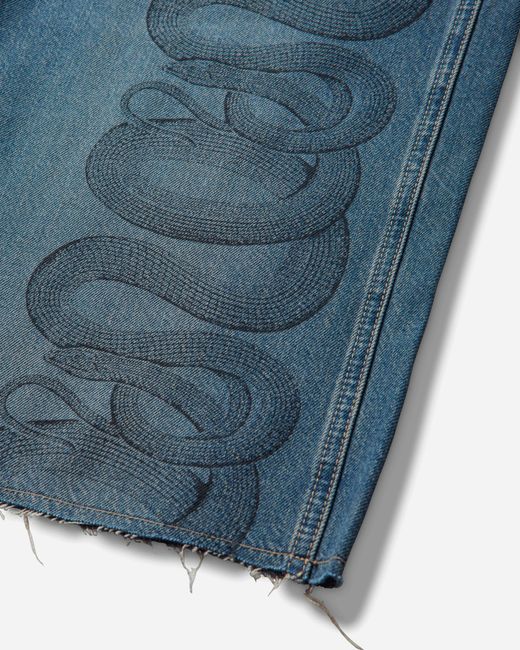 Hysteric Glamour Blue Snake Loop Denim Shorts for men