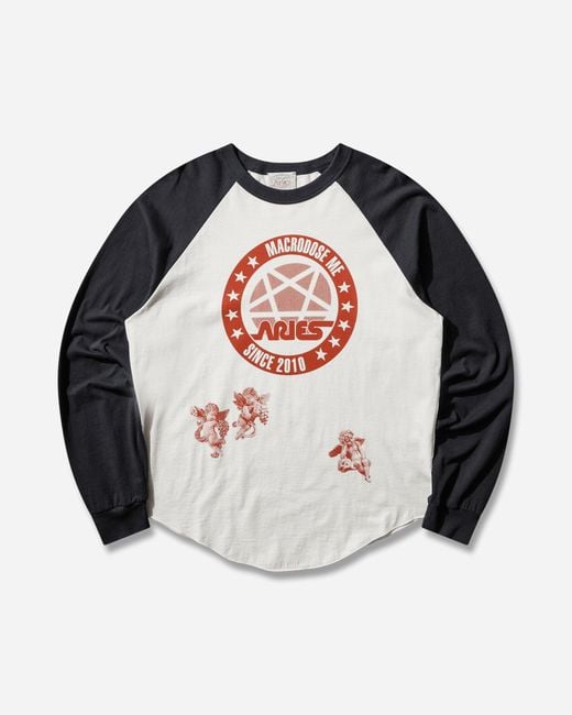 Aries Blue Tracker Raglan Baseball Longsleeve T-shirt for men