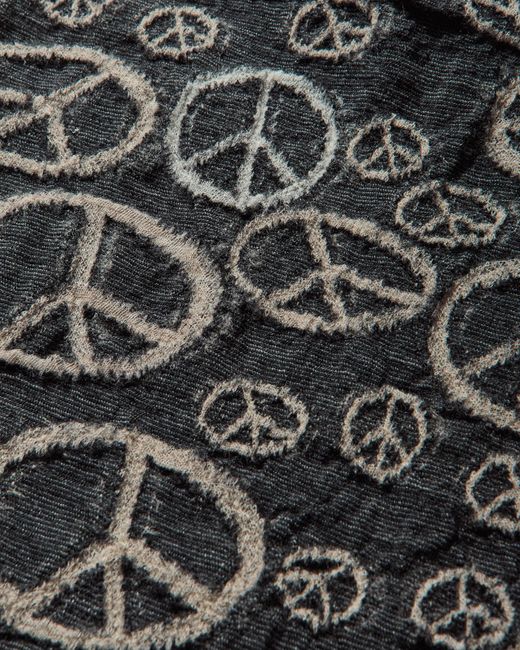 Kapital Black Fulling Wool Peace Mark Happy Scarf for men
