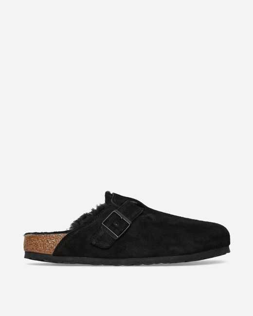 Birkenstock Boston Shearling Sandals in Black for Men | Lyst