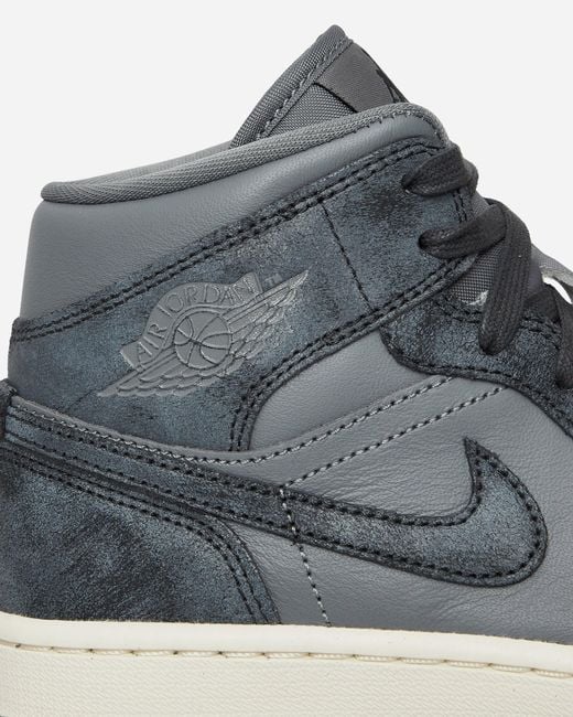Nike Blue Wmns Air Jordan 1 Mid Sneakers Smoke Grey / Off Noir for men