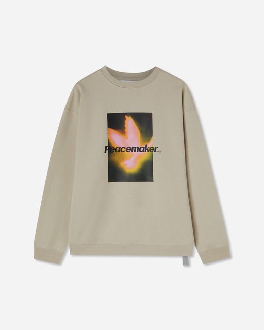 Oamc Peacemaker White Men S Bird Loose Fit Crewneck Sweatshirt Sand for men