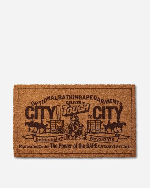 A Bathing Ape Brown Paper Patch Design Doormat for men