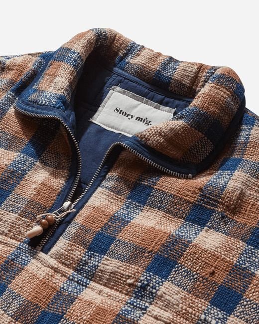 STORY mfg. Gray Mineral Pullover Barn Check Handloom for men