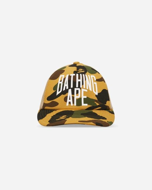 A Bathing Ape Natural 1St Camo Nyc Logo Mesh Cap for men