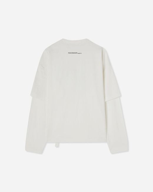 Oamc Peacemaker White Men S Leaf Double Layer Boxy T-shirt Snow for men