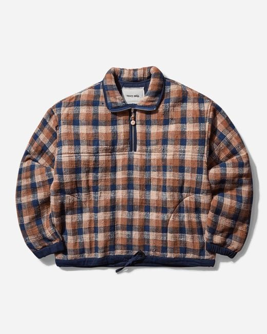 STORY mfg. Gray Mineral Pullover Barn Check Handloom for men