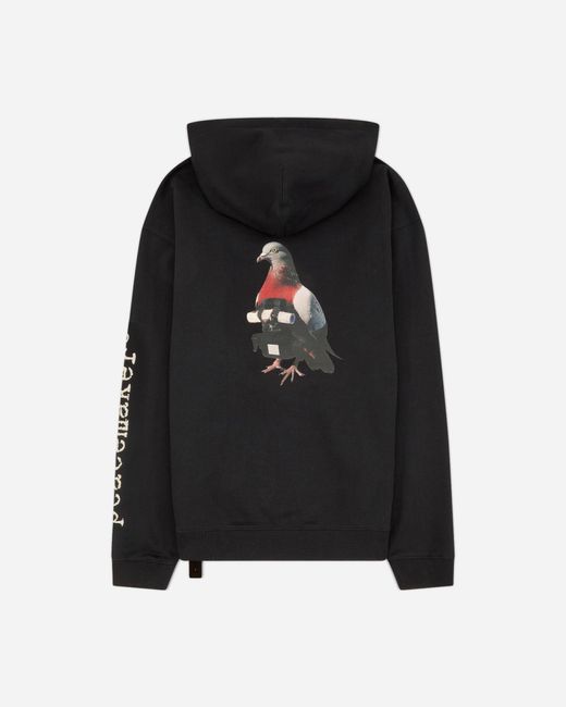 Oamc Peacemaker Black Men S Pigeon Print Loose Fit Hoodie for men