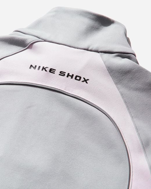Nike Gray Women S Shox Full-zip Longsleeve Top Wolf Grey / Pearl Pink