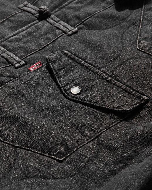 Levi's Men S Clot Padded Denim Western Shacket Faded in Black for