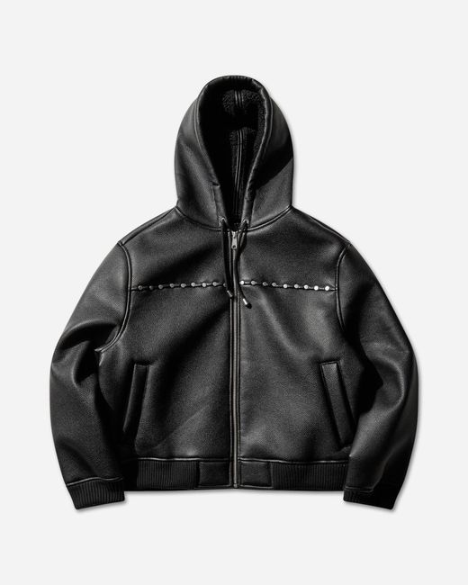 AFB Black Hooded Studded Bomber for men