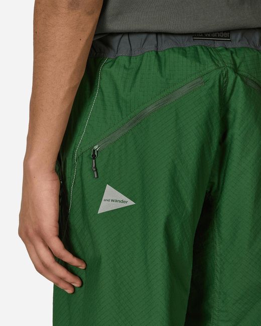 And Wander Green Breath Rip Shorts for men