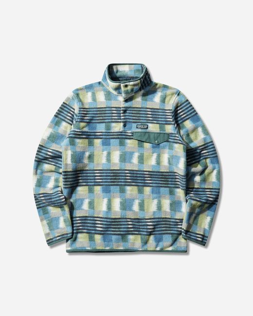 Patagonia Blue S Lightweight Synchilla Snap-T Fleece Pullover Painted Lines Shore for men