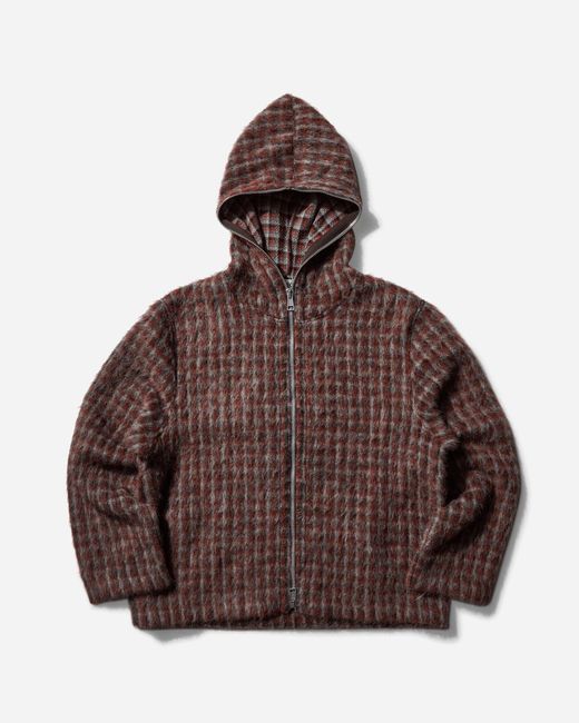 Our Legacy S Full Zip Hoodie Boston Check in Brown for Men | Lyst