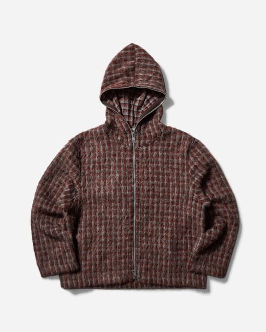 Our Legacy S Full Zip Hoodie Boston Check in Brown for Men