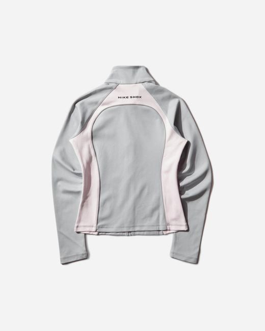 Nike Gray Women S Shox Full-zip Longsleeve Top Wolf Grey / Pearl Pink