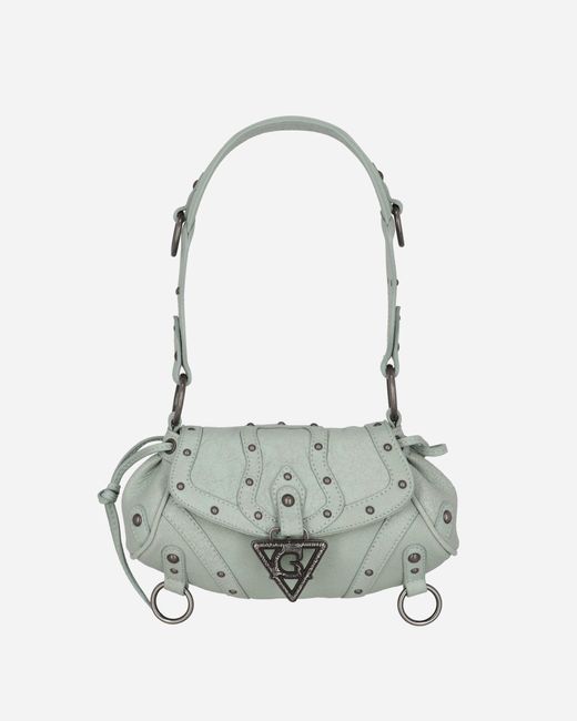 Guess Crackled Leather Shoulder Bag Milkshake Mint in White