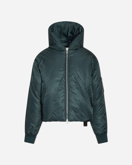 Oamc Peacemaker Green Cropped Hood Bomber Jacket Dark for men