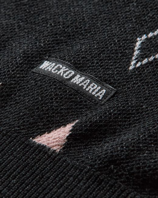 Wacko Maria Black Men S Diamond Knit Polo Shirt for men