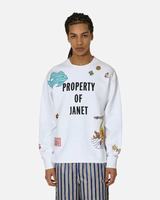 Bode White Property Of Janet Crewneck Sweatshirt for men