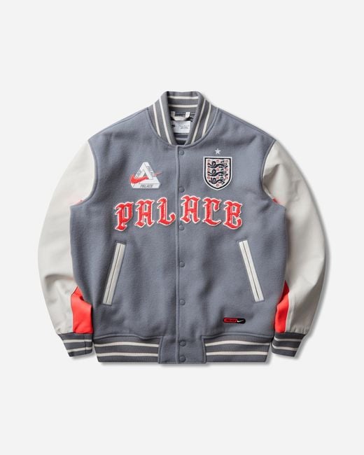 Nike Gray England X Palace Varsity Jacket Cool Bright Crimson for men