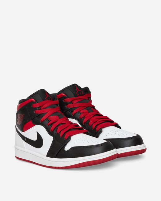 Nike Air Jordan 1 Mid Sneakers White / Gym Red / Black for Men | Lyst