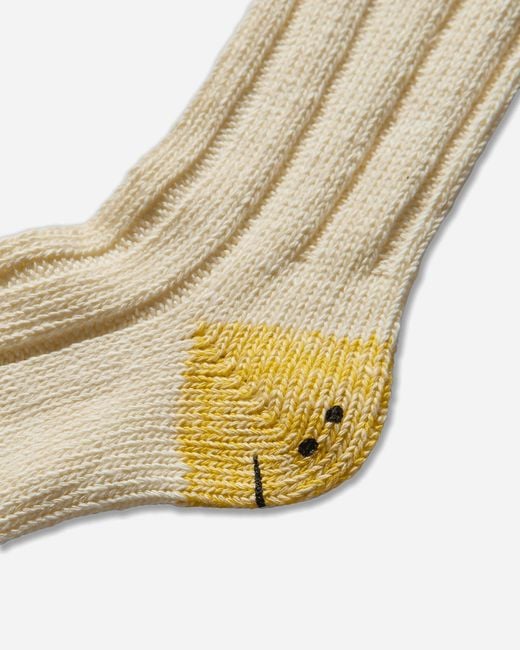 Kapital White 56 Yarns Ma-1 Rainbowy Happy Heel Socks for men
