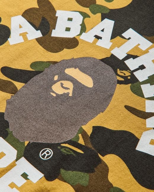 A Bathing Ape Yellow Men S 1st Camo College T-shirt for men