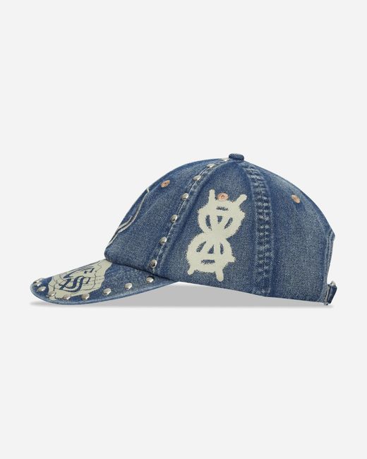 Aries Blue Studded Mega Graphic Denim Cap for men