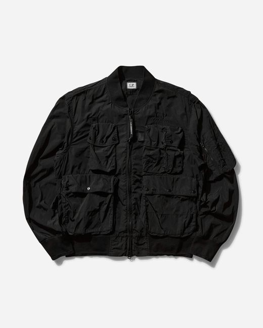C P Company Black Men S Chrome-r Multipocket Bomber Jacket for men
