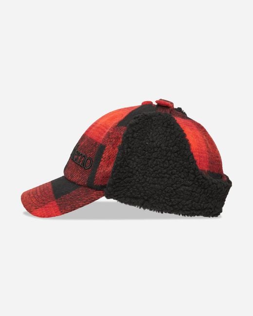 No Problemo Red Plaid Flap Cap for men