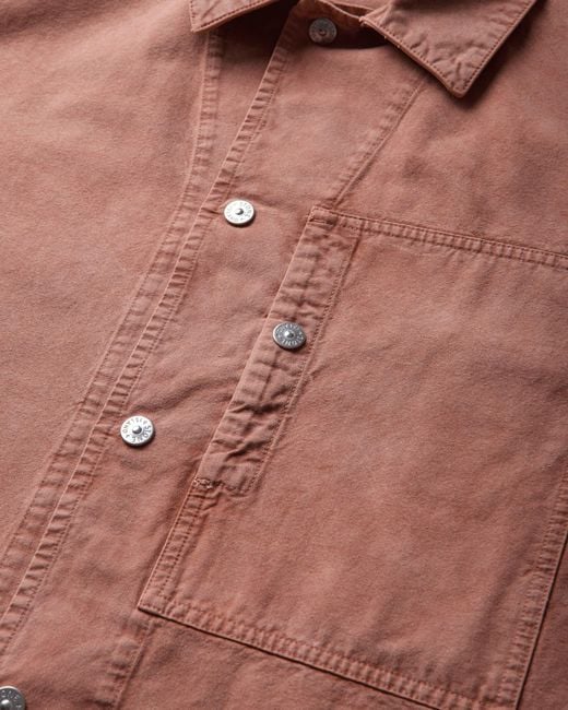 Stone Island Brown S Mineral Dyed Panama Cotton Overshirt Brick for men