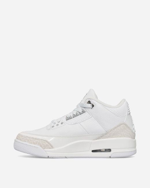 Nike White Air Jordan 3 Retro Sneakers / Silver for men