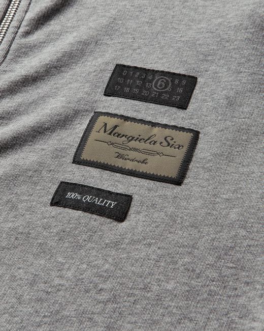 MM6 by Maison Margiela Gray Men S Label Patch Zip Hoodie Light Melange for men