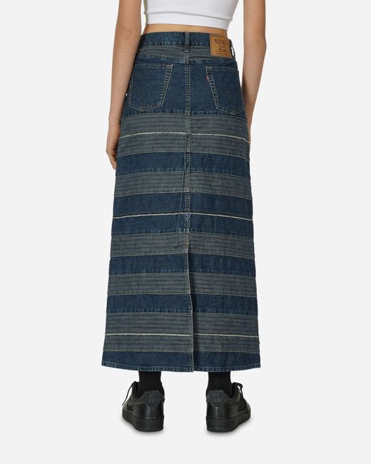 Hysteric Glamour Blue Scratch Long Denim Skirt Indigo