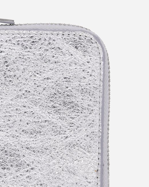 Comme des Garçons White Silver Line Zip Around Wallet Silver for men