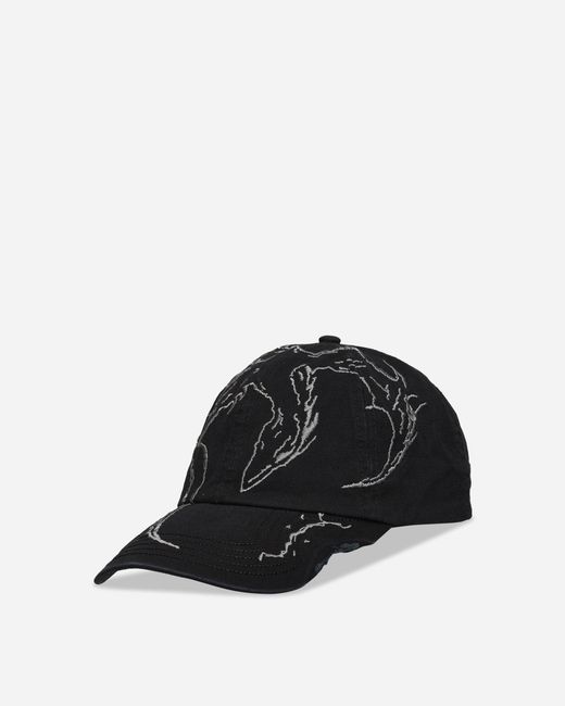 Roa Black Ryli Embriodered 6-panel Cap Washed for men