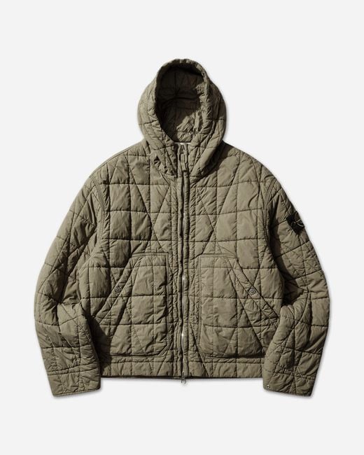 Stone Island Green Men S Cotton Nylon Tela Quilted-tc Jacket Military for men