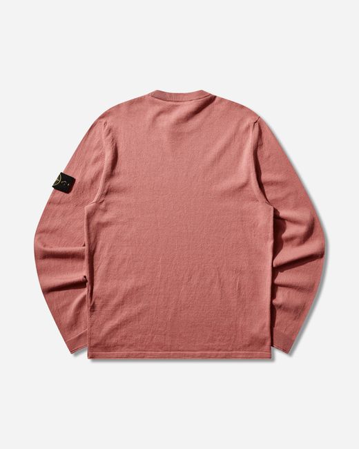 Stone Island Pink Men S Light Raw Hand Organic Cotton Sweater Oleander for men