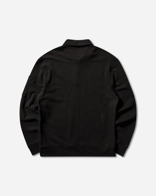 C P Company Black S Malfile Fleece Half Zip Sweatshirt for men
