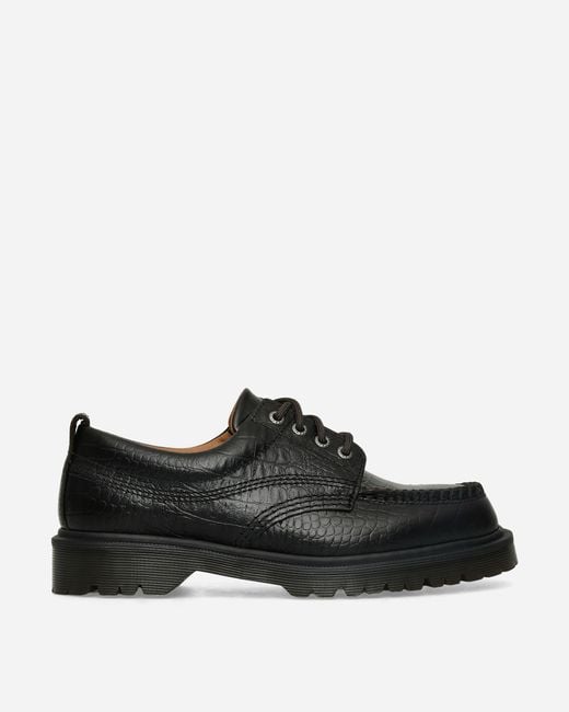 Dr. Martens Black Lowell Crocodile Analine Leather Moc Toe Shoes for men