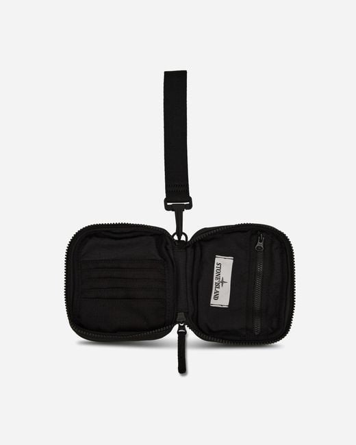 Stone Island Black Double Coated Cotton Ripstop Wallet for men