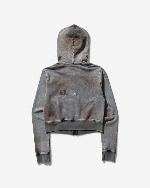 Guess Gray Women S Crystal-embellished Zip Hoodie Dirty Tan Wash