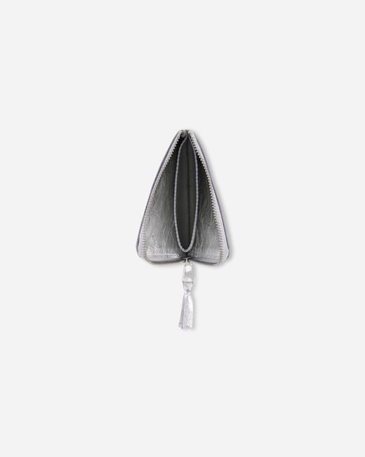 Comme des Garçons White Silver Line Zip Around Wallet Silver for men