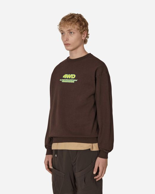 4 Worth Doing Brown Experimental Studio Crewneck Sweatshirt for men