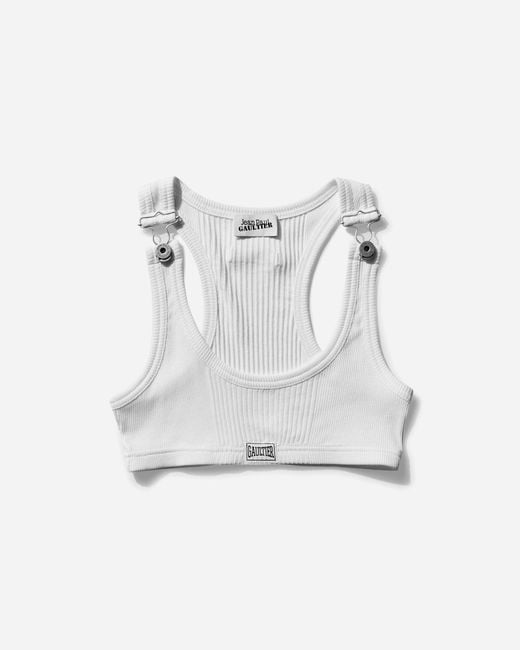 Jean Paul Gaultier White Cropped Patch Tank Top